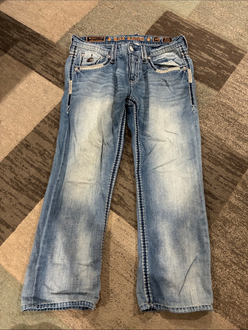 Rock Revival Pictor Men’s Light Blue Distressed Straight Jeans